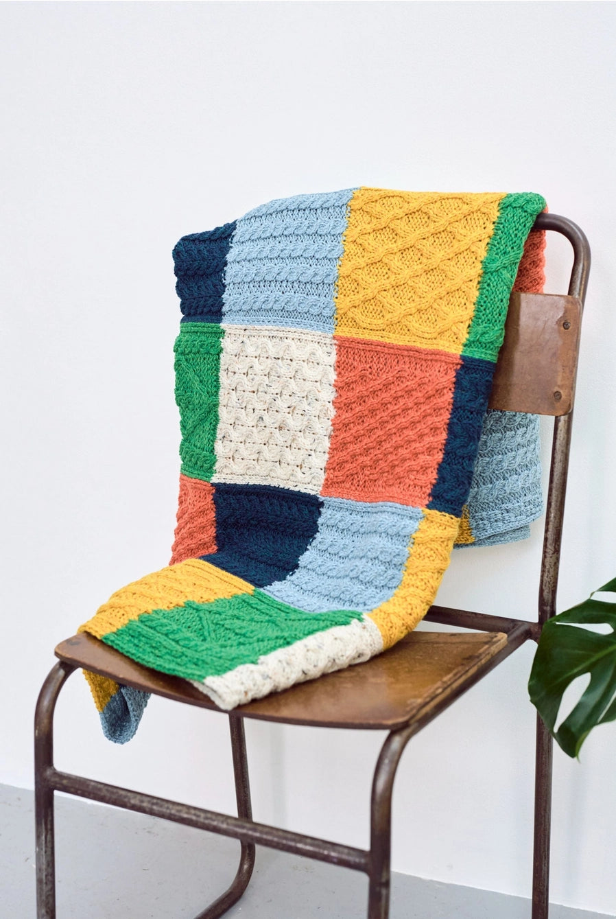 Aran Patchwork-Decke Bunt