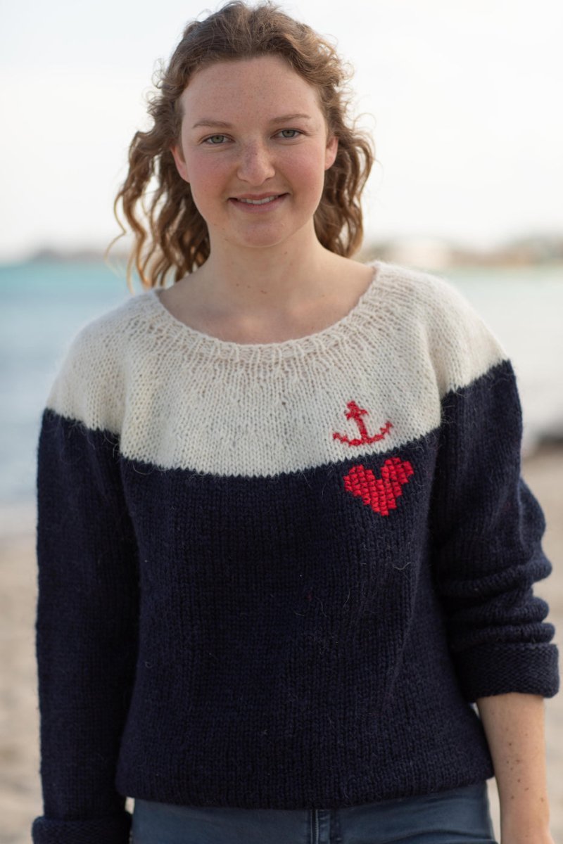 Handgestrickter Islandpullover Anker und Herz - Ankerherz Verlag